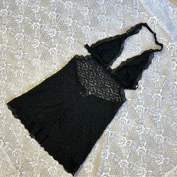 Vintage Victorias Secret Black Lace Halter Teddy - Picture 6 of 6